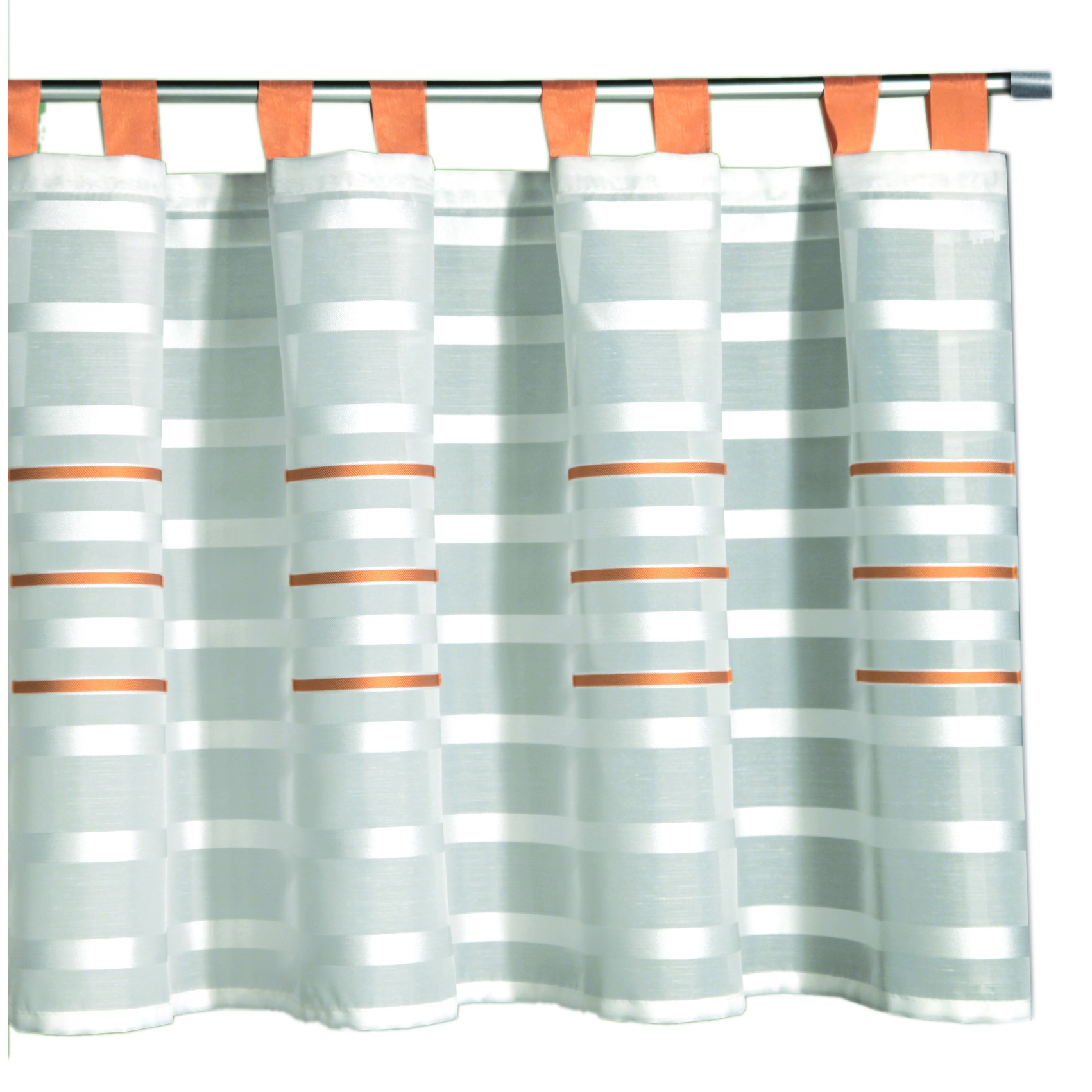 Perdea de bucatarie Linea portocaliu-alb 50x140