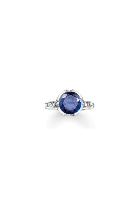Thomas Sabo, Inel de argint veritabil 925, decorat cu cristale zirconia, Argintiu/Albastru, Standard, Albastru/Argintiu, 52 Standard