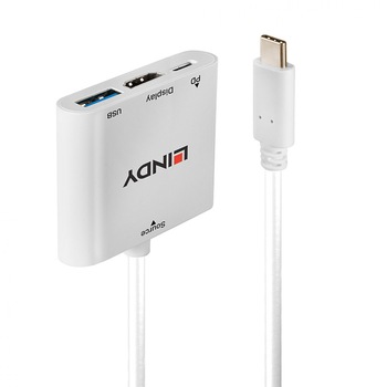 Adaptor USB-C la HDMI 4K@30Hz + 1 x USB-A + alimentare PD, Lindy L43274 Adaptor USB-C la HDMI 4K@30Hz + 1 x USB-A + alimentare PD, Lindy L43274