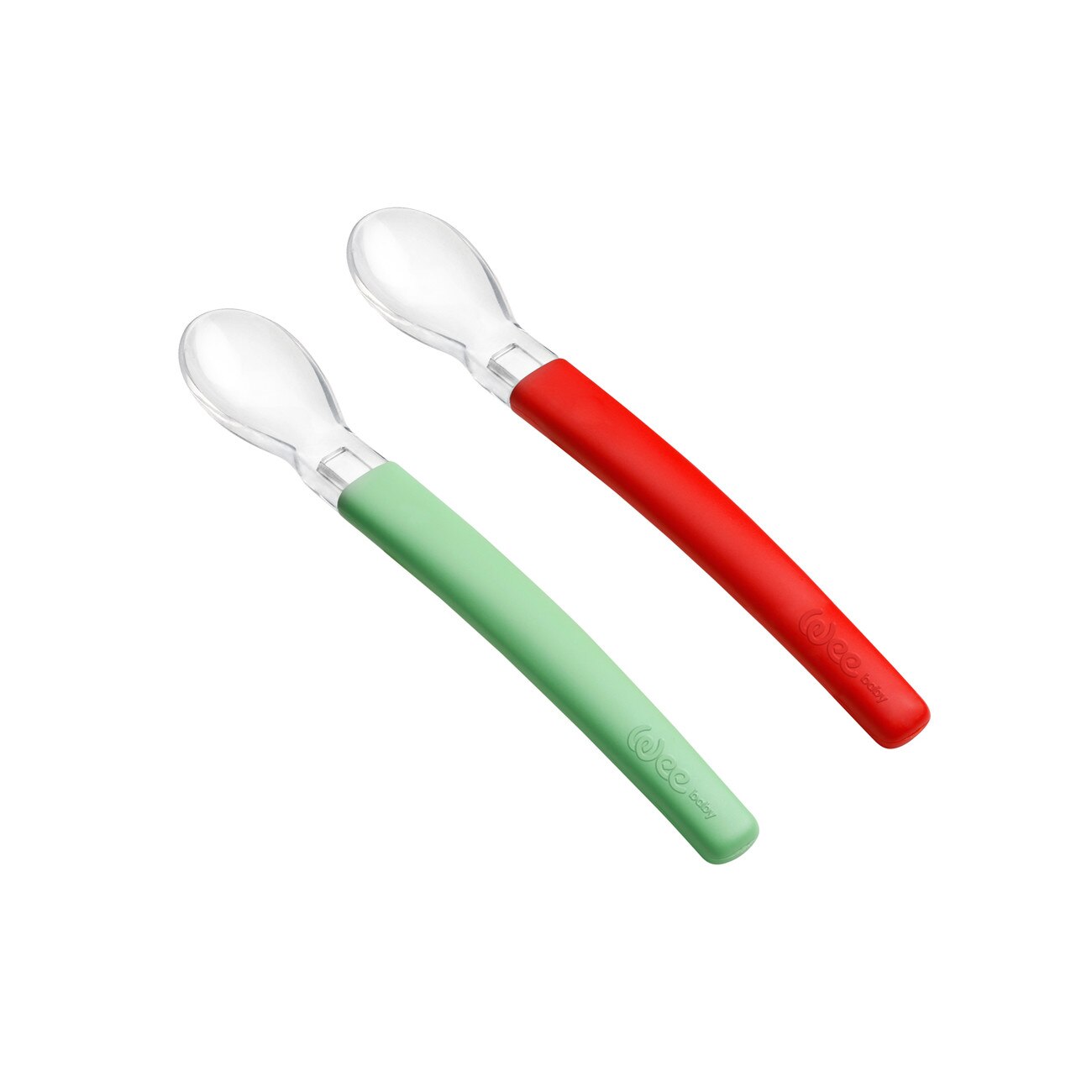 Lingurita de silicon, verde/rosu Wee Baby (2 buc/pe blister) 0%BPA