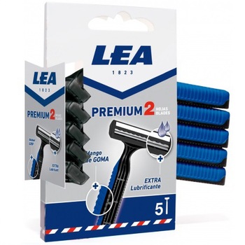 Aparat de ras 2 lame banda lubrifianta maner de cauciuc LEA PREMIUM 2, Blister 5 bucati Aparat de ras 2 lame banda lubrifianta maner de cauciuc LEA PREMIUM 2, Blister 5 bucati