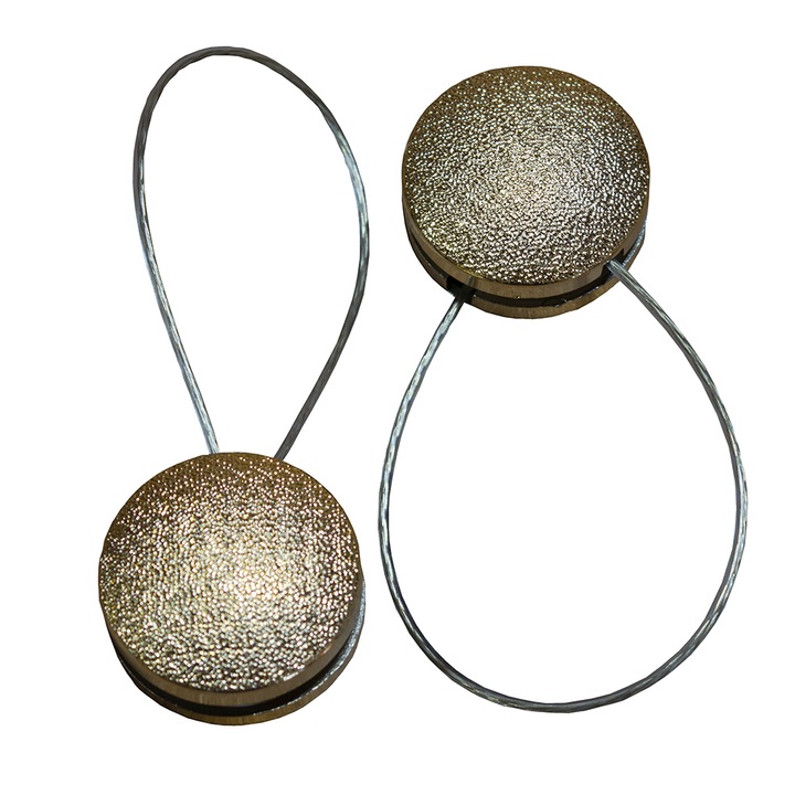 Set 2 magneti decorativi cu sufa metalica, Auriu rotunzi