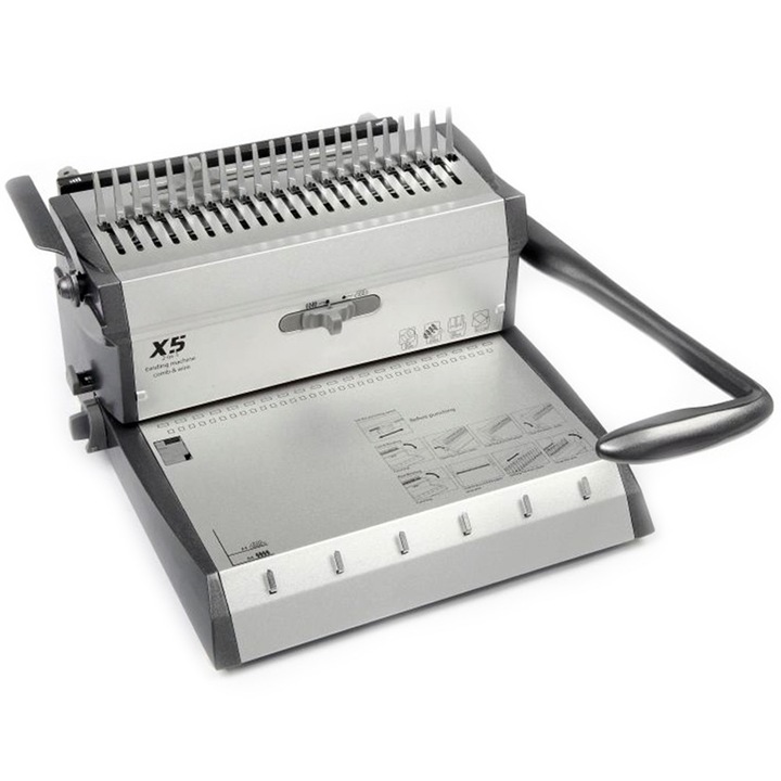 Подвързваща машина TPPS X5, комбинирана - за пластмасова спирала и метална спирала стъпка 3:1