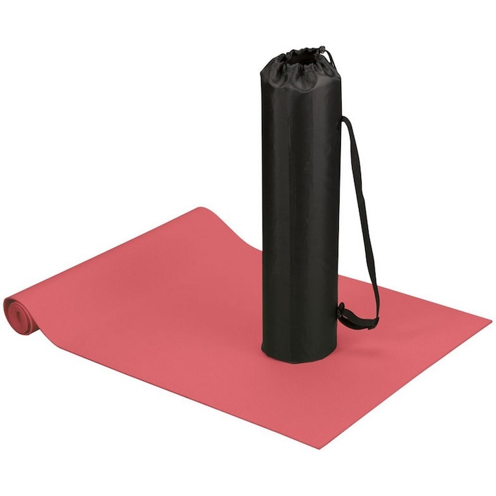 Covoras fitness si yoga cu husa, Everestus, CA05, poliester si spuma, rosu, saculet sport inclus