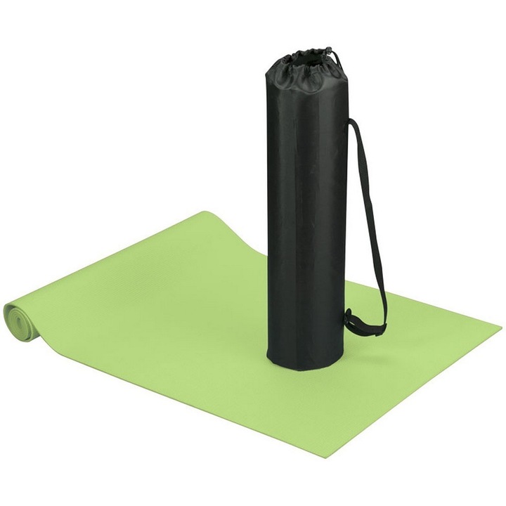 Covoras fitness si yoga cu husa, Everestus, CA06, poliester si spuma, verde, saculet sport inclus