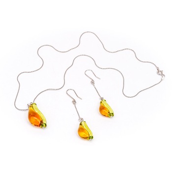 Set bijuterii din argint si sticla de murano, colier si cercei portocalii Millefiori Ariana Set bijuterii din argint si sticla de murano, colier si cercei portocalii Millefiori Ariana