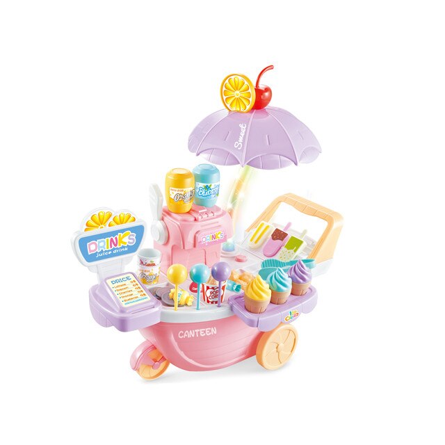 Set de jucarie pentru copii cu bauturi racoritoare, inghetata si dulcuri
