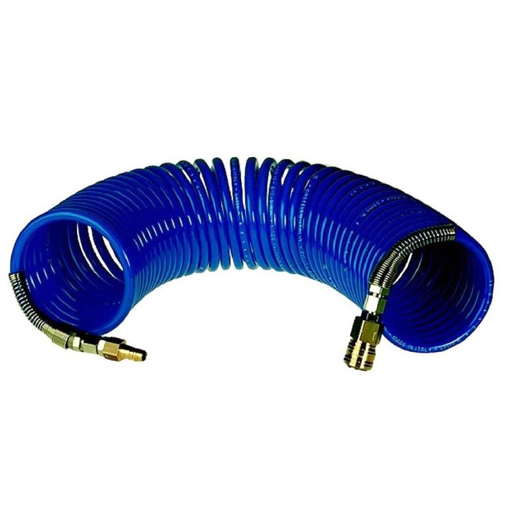 Furtun spiralat din poliamida, PNEUTEC, 10m, 8x10mm, cuple rapide