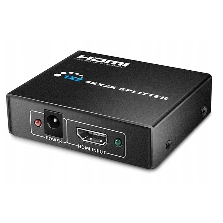 HDMI сплитер 4Kx2K@30Hz, 1 вход 2 изхода, HDCP 1.4, със захранване, черен