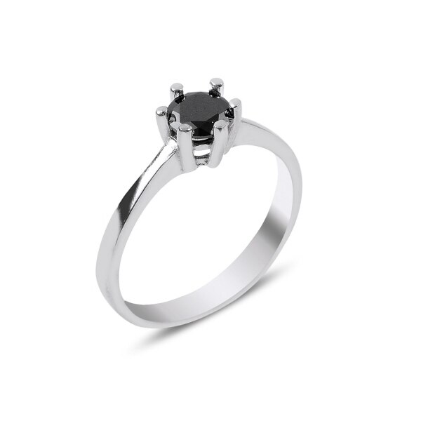 Inel argint cu zirconiu negru - Solitaire 12122
