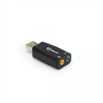 Adaptor audio SBOX USBC-11 5.1/3D, USB 2.0 la jack 3.5 mm, audio + microfon, negru Adaptor audio SBOX USBC-11 5.1/3D, USB 2.0 la jack 3.5 mm, audio + microfon, negru