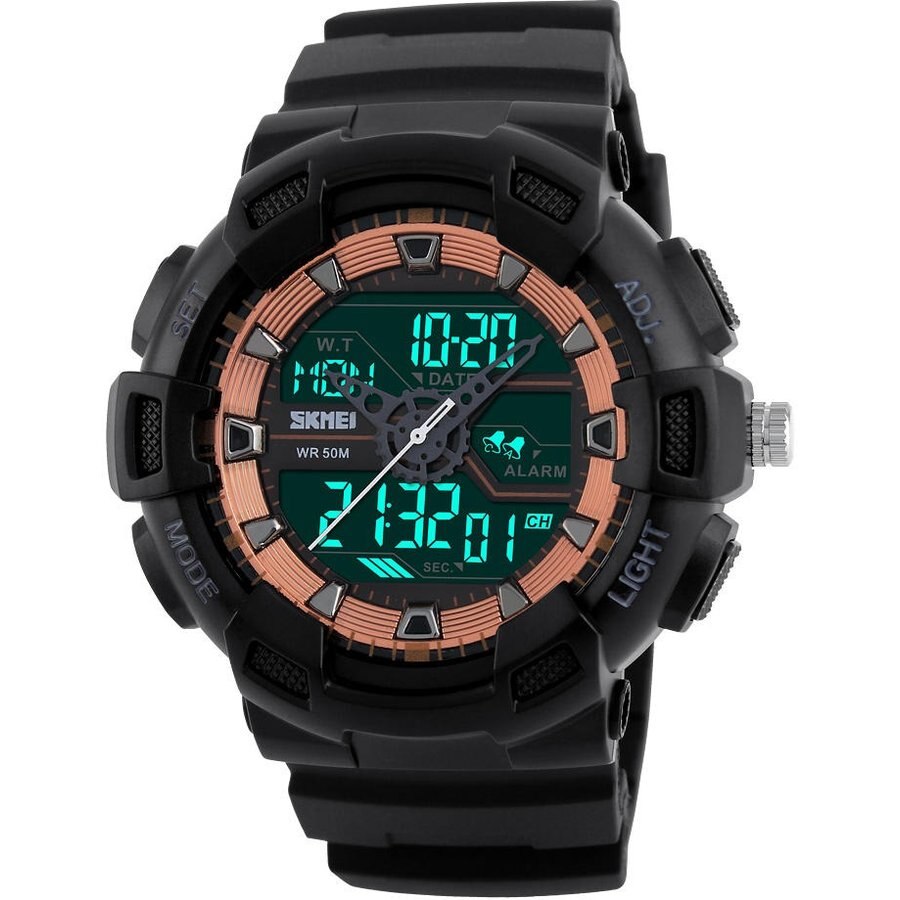 Ceas barbatesc Quartz Skmei casual, sport S1189 rose gold, curea silicon