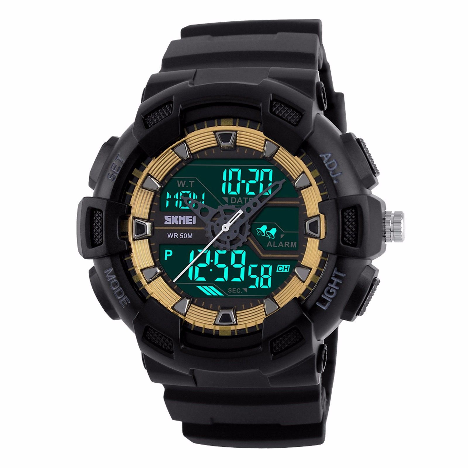 Ceas barbatesc Quartz Skmei casual, sport S1189 gold, curea silicon