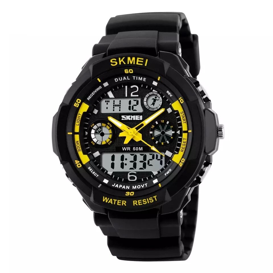 Ceas barbatesc Quartz Skmei casual, sport S0931 galben, curea silicon