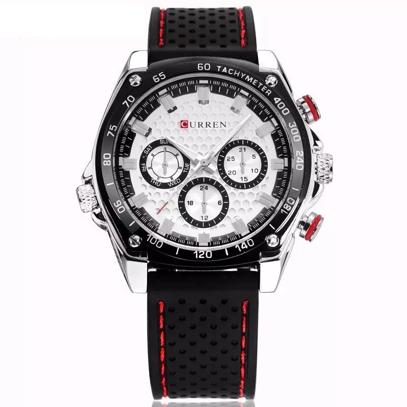 Ceas barbatesc casual, elegant Quartz Curren C893 alb, curea silicon