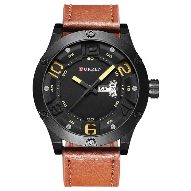 Ceas barbatesc casual, elegant Quartz Curren C658 maro, curea piele