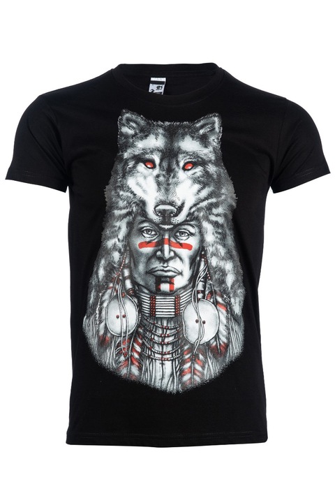 Férfi póló, Printex, Wolves sorozat, indiai farkas, fekete