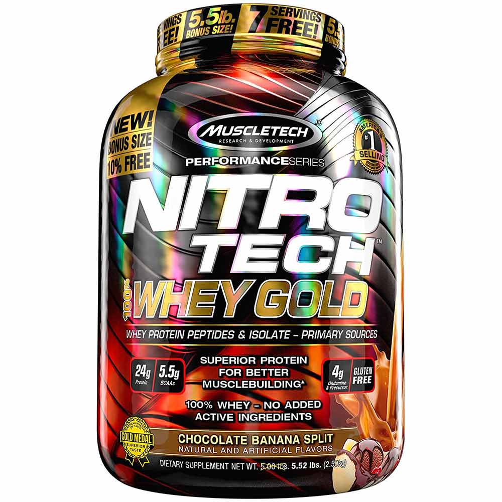 Muscletech nitro tech 100% whey gold 2.51 kg banana