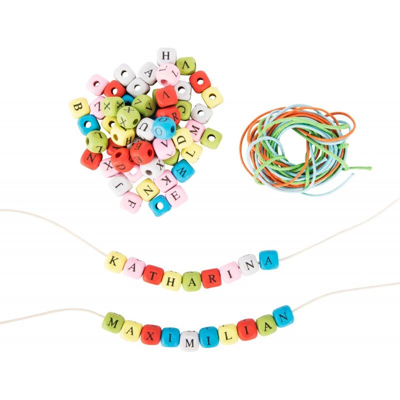 Zaruri colorate de insiruit cu litere, Small Foot, lemn, 3 ani+