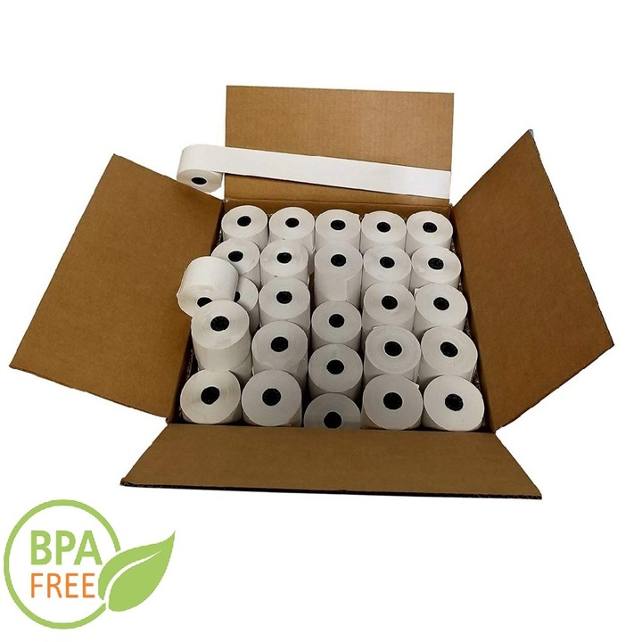 Set Role Termice pentru Casa de Marcat 37mm x 12m, 480 Buc/Bax - Hartie Termica Aparate Fiscale si Case de Marcat, Role Termice fara Bisfenol A (BPA)