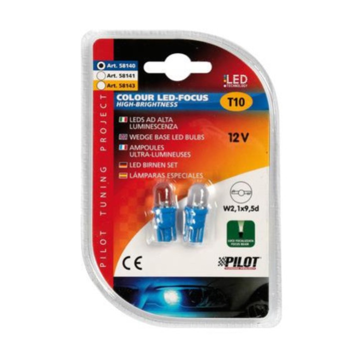 Lampa 12V T10 (W5W) LED dióda, kék színű, pár