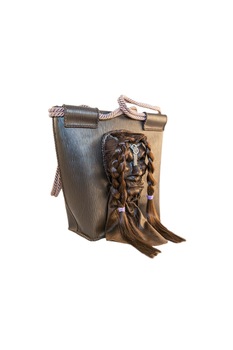 Poseta dama, AG Design, din piele cu masca cu par, unicat, handmade, maro, 33×35×13 cm Poseta dama, AG Design, din piele cu masca cu par, unicat, handmade, maro, 33×35×13 cm