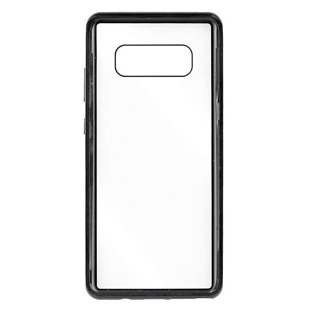 Husa magnetica cu sticla pe spate si rama metalica Samsung Galaxy Note 8, Clear/Black