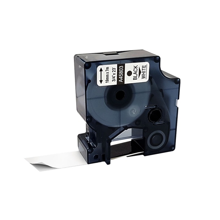 Etichete 19mm x 7m negru/alb compatibile Dymo S0720830 45803, pentru gama Dymo Labelamanger