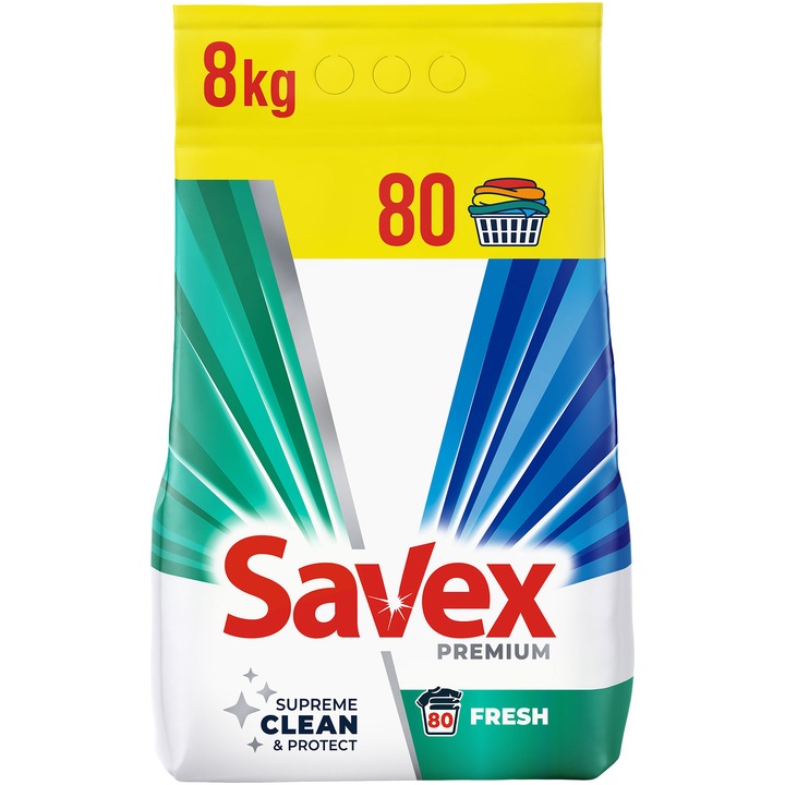 Detergent de rufe automat Savex PremiumFresh, 80 spalari, 8kg