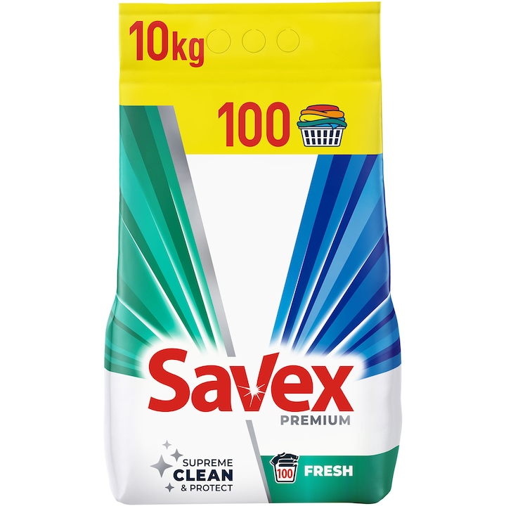 Прах за пране Savex Premium Fresh, 100 изпирания, 10 кг