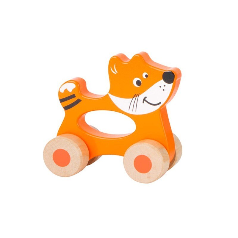 Vulpea din lemn pe roti, Small Foot, portocaliu, 6 luni+