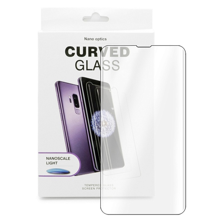 Folie de protectie 5D LIQUID GLASS pentru Samsung Galaxy S10, UV lamp, Clear
