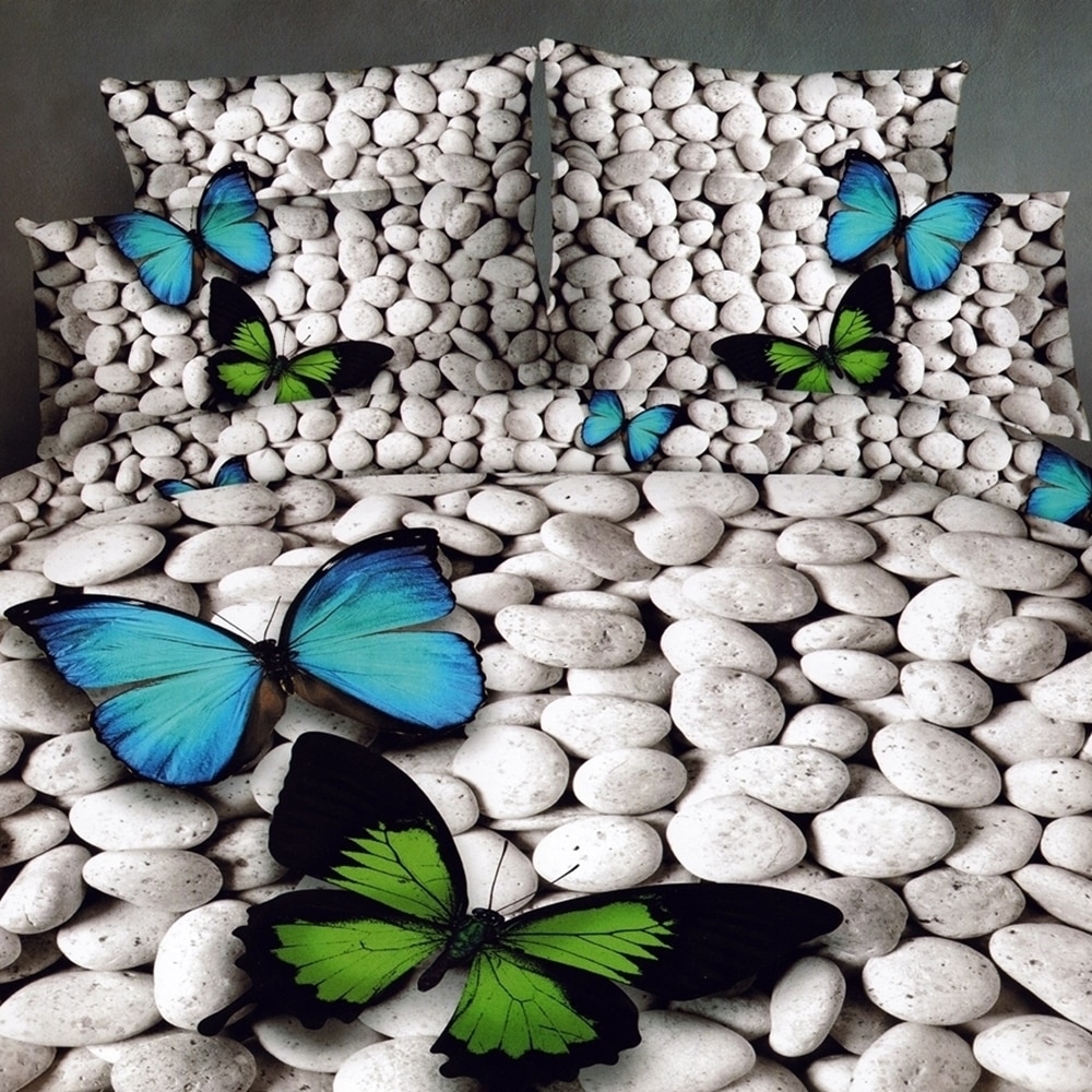 Lenjerie de pat dublu, 3D DIGITAL PRINT PUCIOASA, 4 piese, 2 persoane, DP22