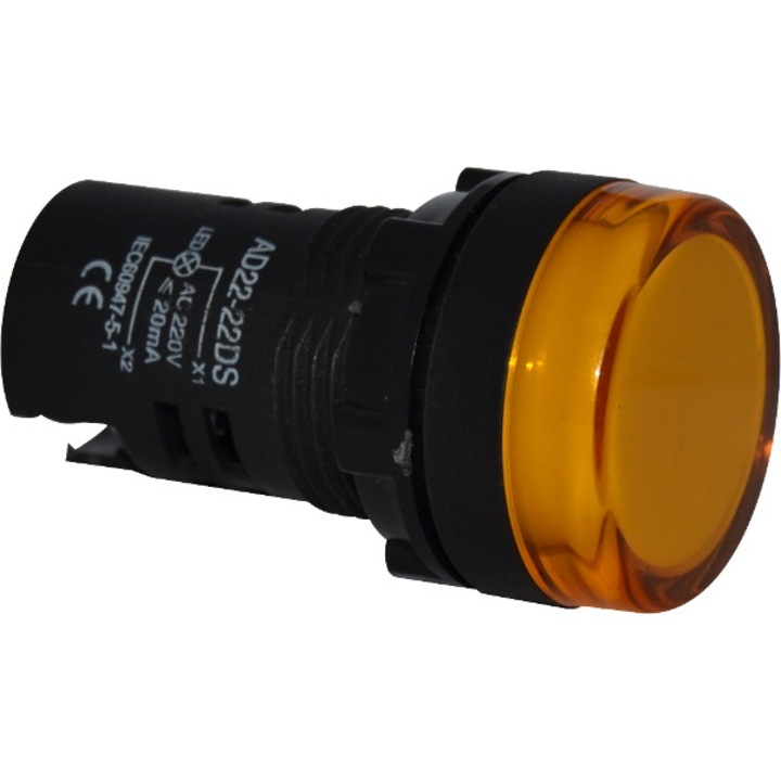 Indicator LED, Galben, 220V, 0.02A, 22mm