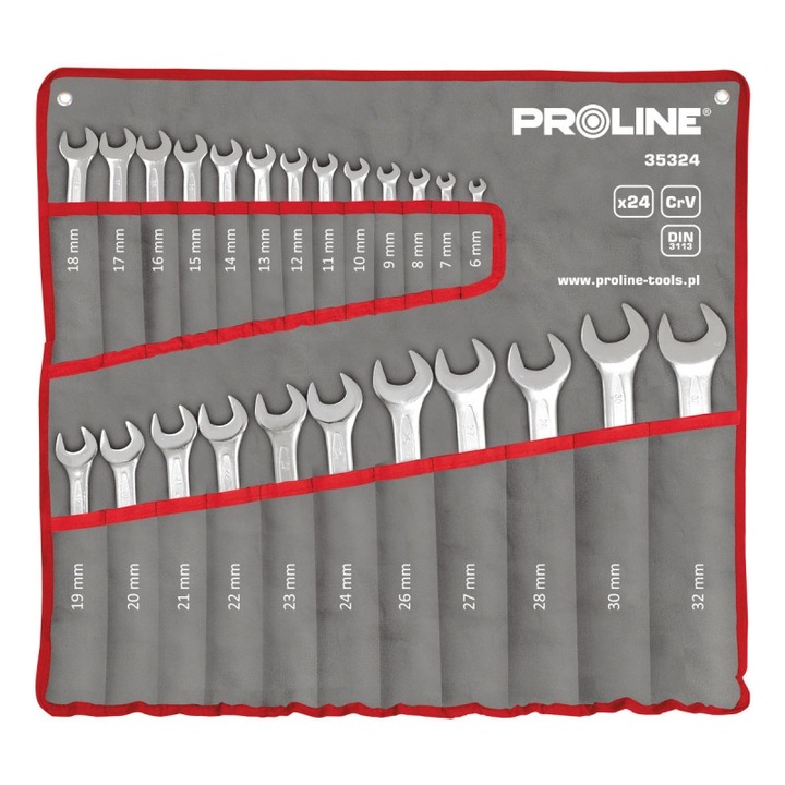 Proline Villáskulcs készlet, kovácsolt CR-VA, 6-32 mm, 24 darab / készlet