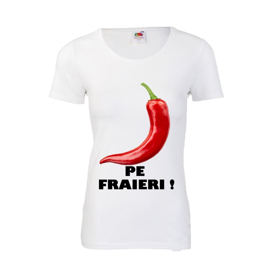 Tricou Fruit of the loom personalizat, dama mesaj haios Arde-i, alb, 2XL