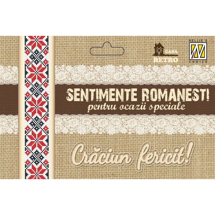 Set 4 sabloane - matrite de taiat hartie, carton, panza, folie - Sentimente Romanesti - Craciun fericit!