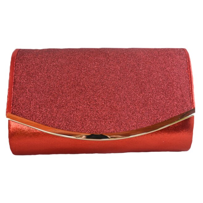 Geanta plic, cu design lucios, insertie de metal fin pe clapeta, D&J Exclusive, rosu
