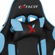 Scaun gaming Kring Racer X, brate reglabile, suport lombar si cervical, PU, Negru/Albastru
