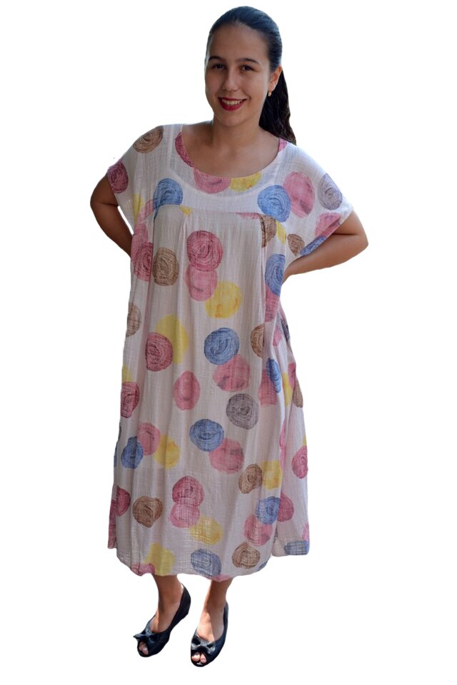 Rochie de vara,vaporoasa Alice model cu buline,D&J Exclussive, pudra
