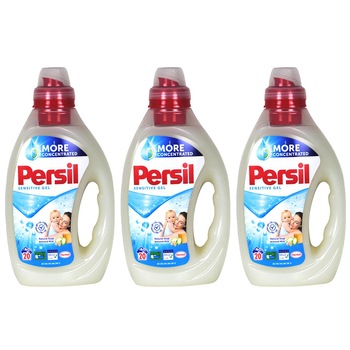 Pachet 3x Detergent lichid Persil Sensitive Gel , 20 spalari, 1l Pachet 3x Detergent lichid Persil Sensitive Gel , 20 spalari, 1l