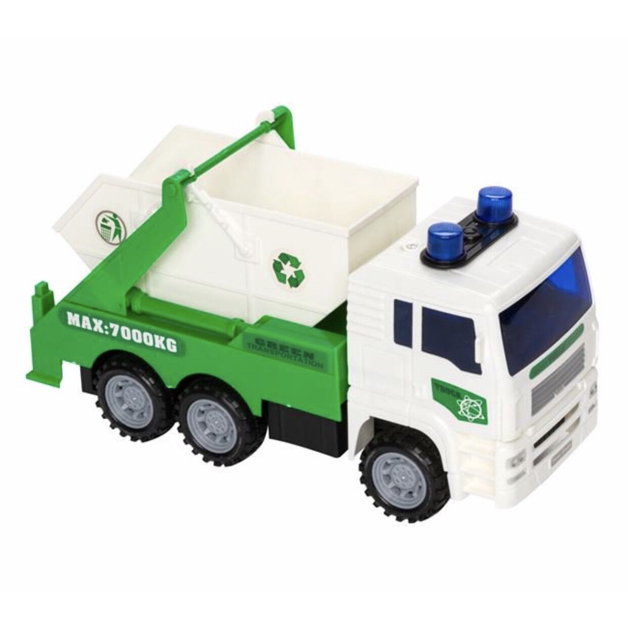 Masina de gunoi cu sunet si lumina pentru copii , ATS , alb verde , + 3 ani