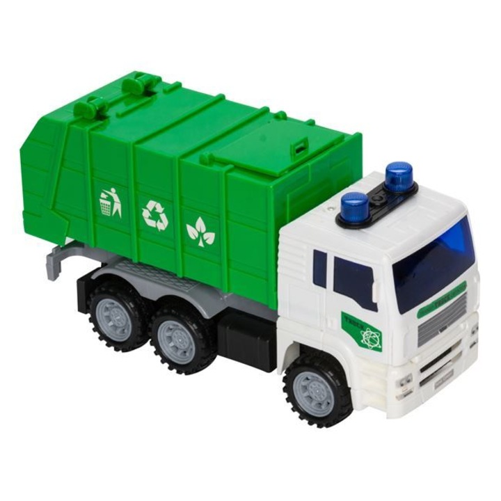 Camion de gunoiu pentru copii cu sunet si lumina , verde alb , + 3 ani , ATS
