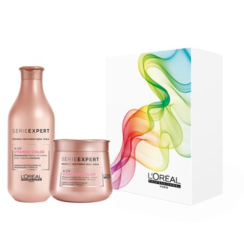 Trusa L'Oreal Professionnel Serie Expert Vitamino Color A-OX: Sampon profesional pentru par vopsit, 300 ml + Masca de par pentru par vopsit, 250 ml Trusa L'Oreal Professionnel Serie Expert Vitamino Color A-OX: Sampon profesional pentru par vopsit, 300 ml + Masca de par pentru par vopsit, 250 ml
