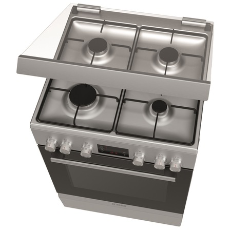 Aragaz mixt Bosch HGD745250, 4 arzatoare gaz, Cuptor electric, Clasa A, 60 cm, Inox