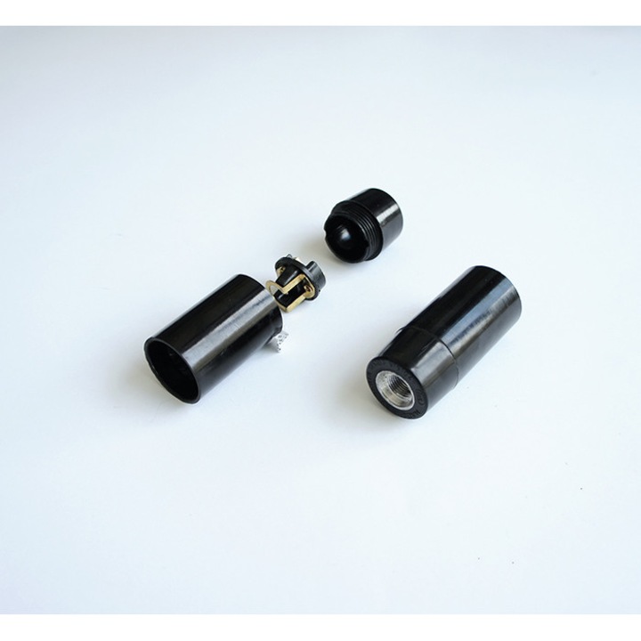 Priza bulgareasca suspendata din bachelita neagra cu baza E14