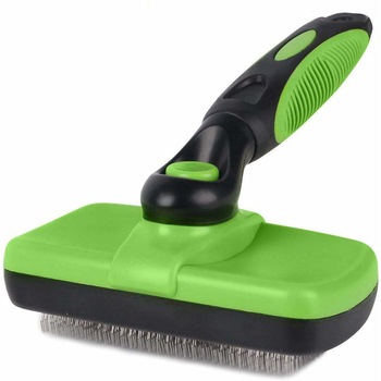 Perie cu auto-curatare pentru caini, pisici si alte animale de companie, AEXYA, verde cu negru Perie cu auto-curatare pentru caini, pisici si alte animale de companie, AEXYA, verde cu negru