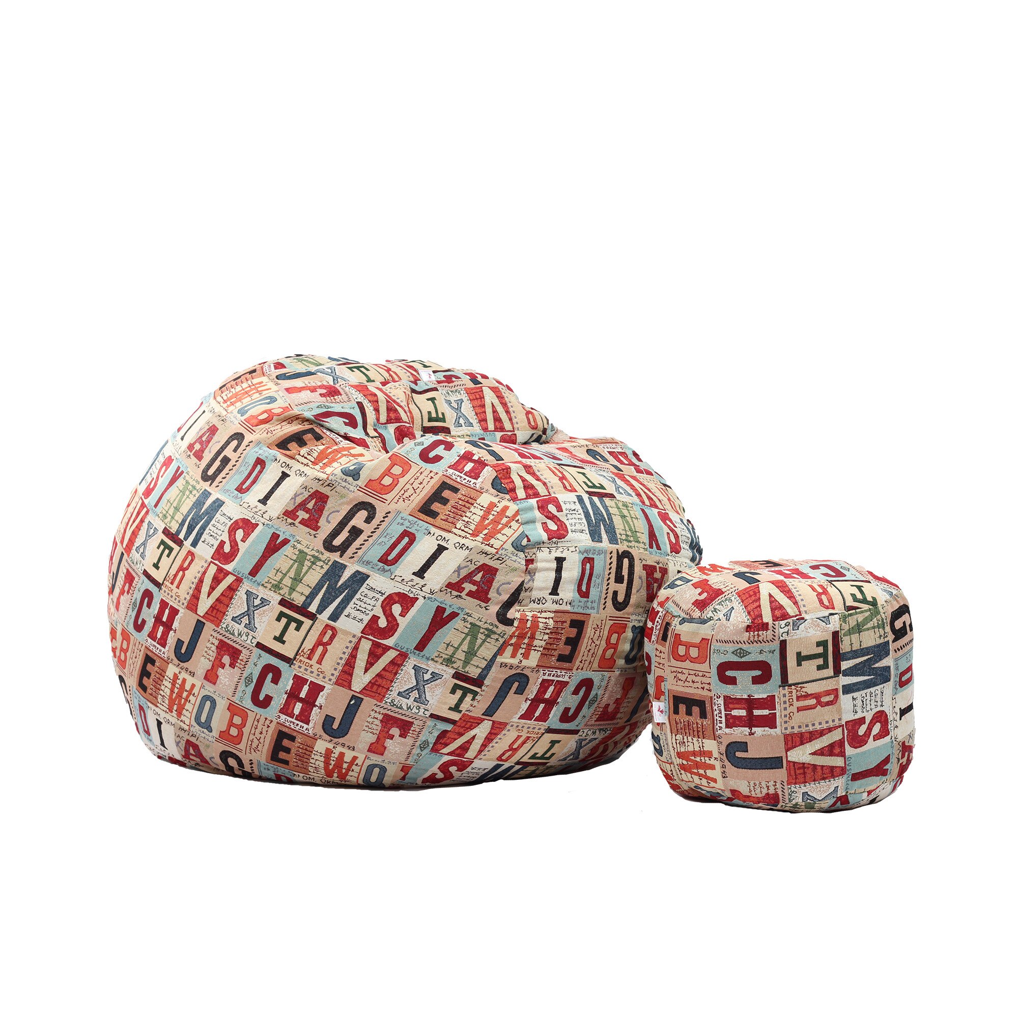 Set Fotoliu Pufrelax King Size + Otoman - Scrabble (Gama Premium Rustic High) umplut cu fulgi de burete memory mix