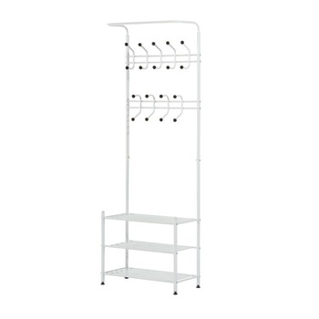 Cuier de intrare Homcom cu raft pentru incaltaminte din otel, alb, 67x30x185 cm Cuier de intrare Homcom cu raft pentru incaltaminte din otel, alb, 67x30x185 cm