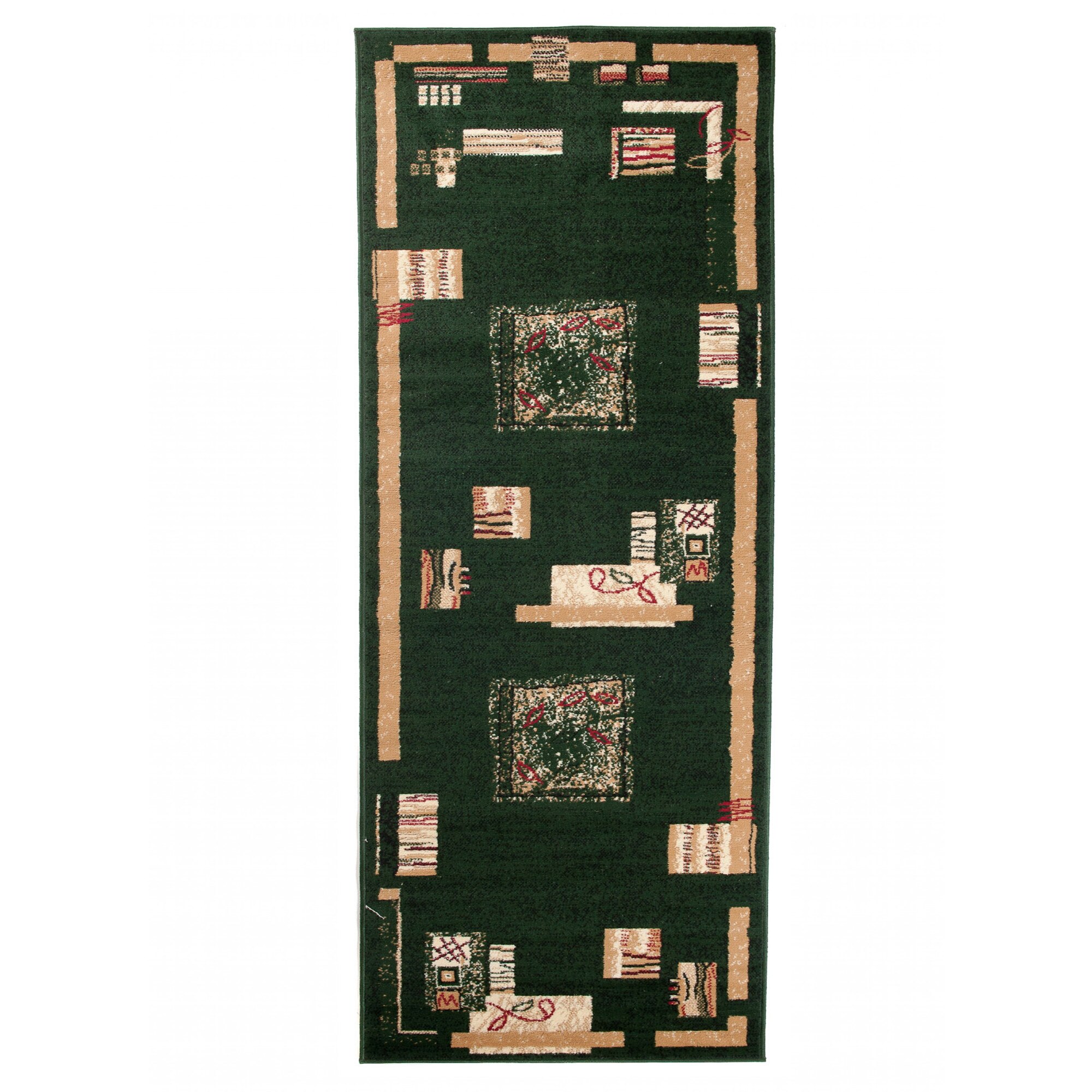 Covor Atlas PP Short Pile Traditional Ornamental 5067D verde 70x250